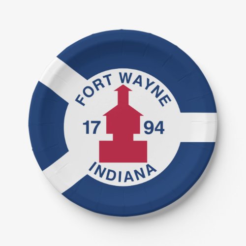 Flag Fort Wayne Indiana Paper Plates