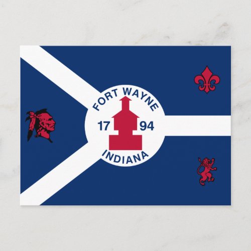 Flag Fort Wayne Indiana Postcard