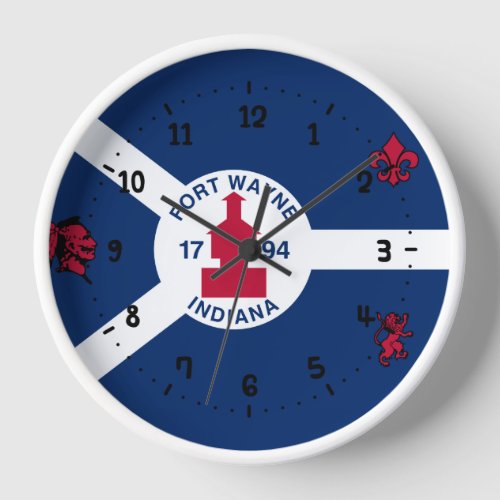 Flag Fort Wayne Indiana Square Wall Clock