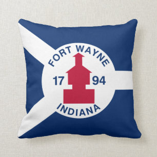 Flag Fort Wayne, Indiana Throw Pillow