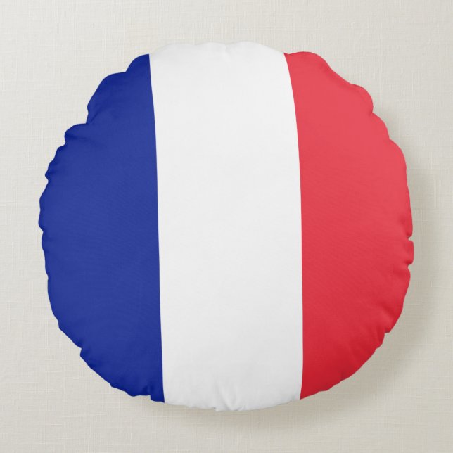 Flag France Tricolor Round Pillow (Front)