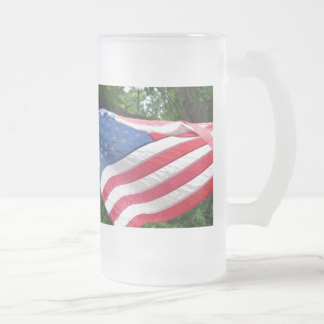 Flag Frosted Glass Beer Mug (Right)