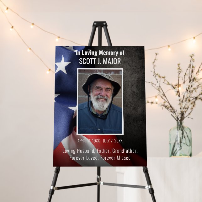 Flag Funeral Memorial Photo Blue Foam Board (In Situ (Stand))