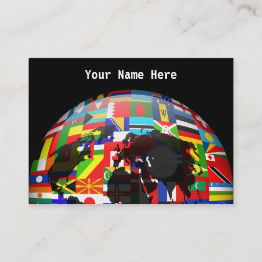 Customizable Flag Globe, Your Name Here Business Cards