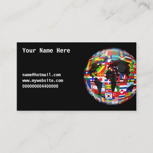 Customizable Flag Globe, Your Name Here, Business Card Templates