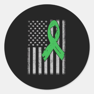 Flag Green Family Ribbon Kidney Disease Awareness Classic Round Sticker