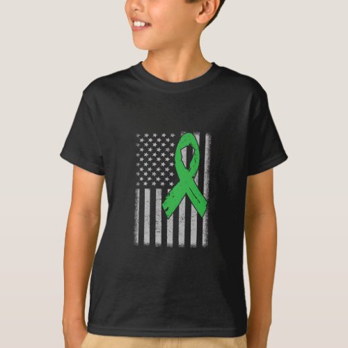 Flag Green Family Ribbon Kidney Disease Awareness  T_Shirt