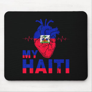 Flag Haitian Day Vintage Love Heart Haiti Heritage Mouse Pad