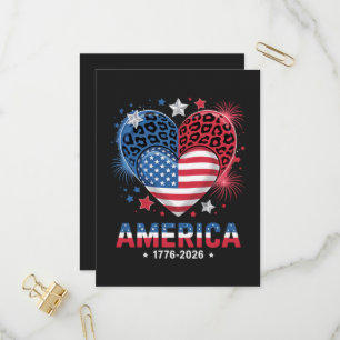 Flag Heart Leopard 1776 2026 July 4th Invitation Postcard