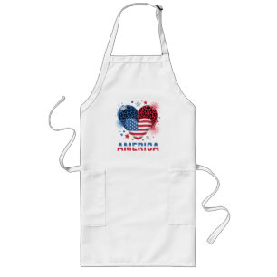 Flag Heart Leopard 1776 2026 July 4th Long Apron