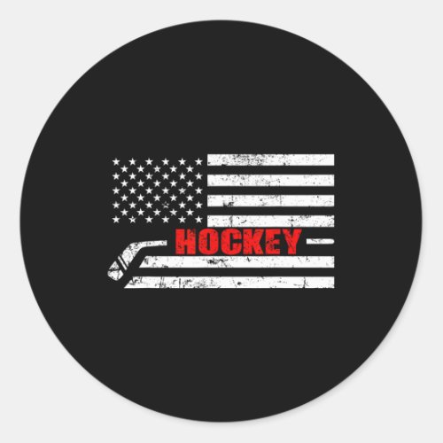 Flag Hockey Usa Patriotic Boys Men Women  Classic Round Sticker