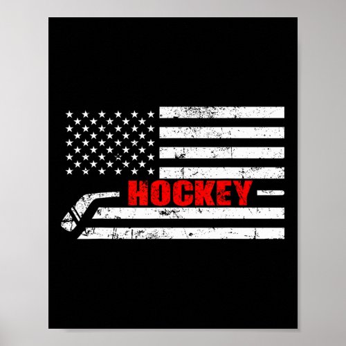 Flag Hockey Usa Patriotic Boys Men Women  Poster