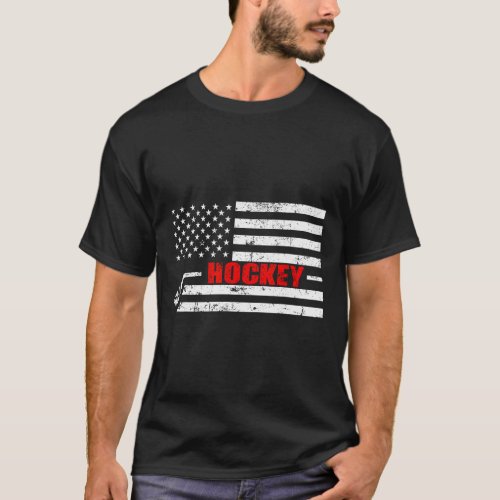 Flag Hockey Usa Patriotic Boys Men Women  T_Shirt
