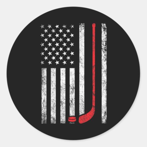 Flag Hockey Usa Patriotic Gift  Classic Round Sticker