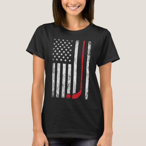 Flag Hockey Usa Patriotic Gift  T_Shirt