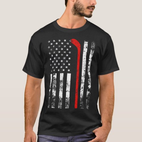 Flag Hockey Usa Patriotic Gift  T_Shirt