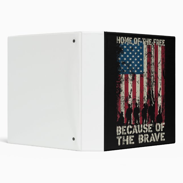 Flag Home Of The Free Because Of The Brave Veteran 3 Ring Binder (Background)