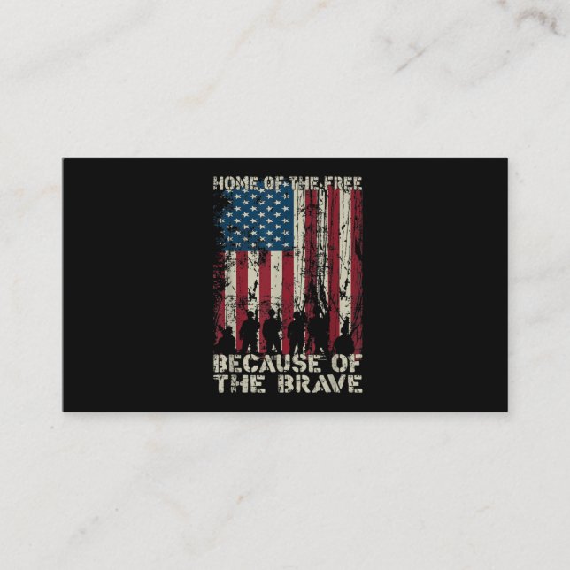 Flag Home Of The Free Because Of The Brave Veteran Business Card (Front)