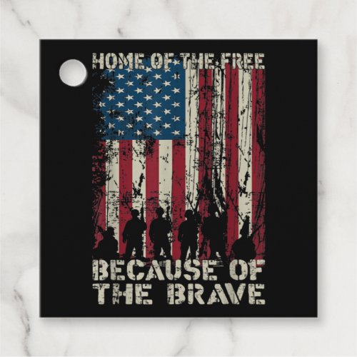 Flag Home Of The Free Because Of The Brave Veteran Favor Tags