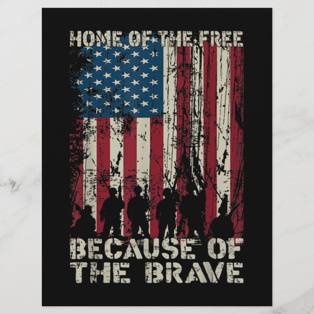 Flag Home Of The Free Because Of The Brave Veteran Letterhead (Front)