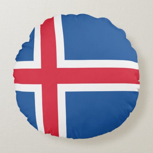 Flag Iceland Round Pillow