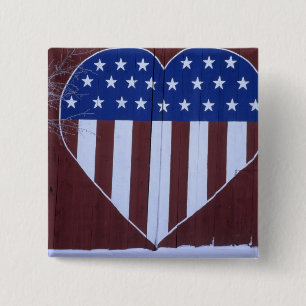 Flag in heart shape painted on barn after 9-11. button