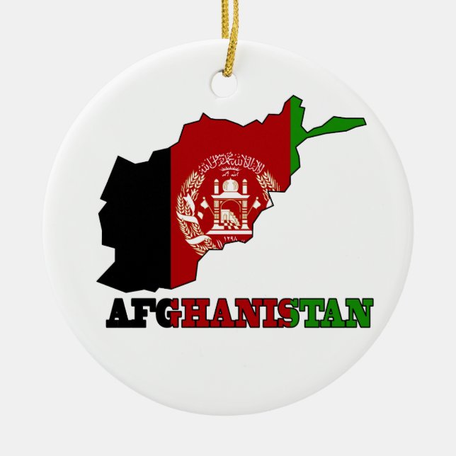 Flag in Map of Afghanistan Ceramic Ornament (Front)