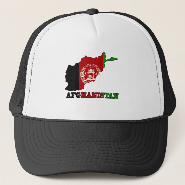 Flag in Map of Afghanistan Trucker Hat (Front)