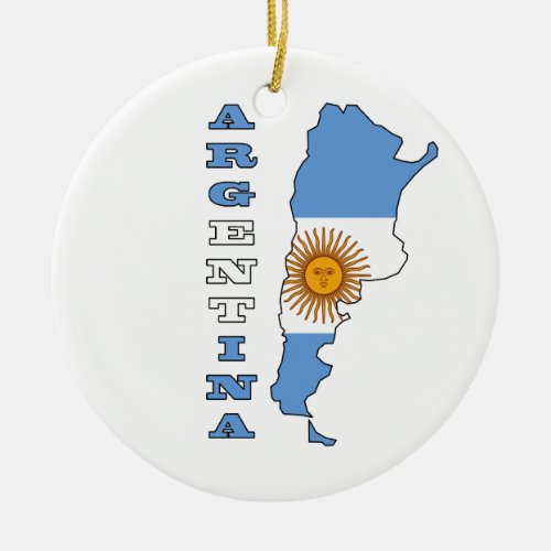 Flag in Map of Argentina Ceramic Ornament