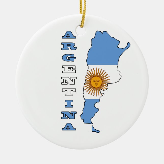Flag in Map of Argentina Ceramic Ornament (Front)