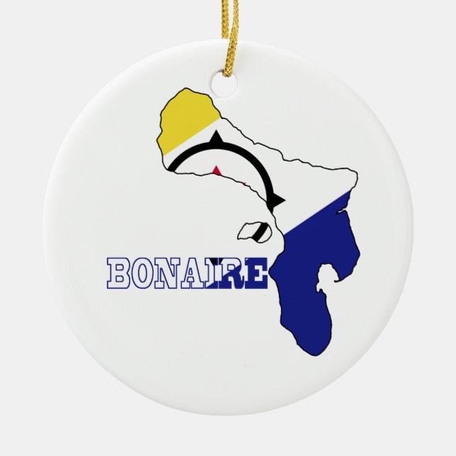 Flag in Map of Bonaire Ceramic Ornament (Front)
