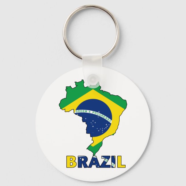 Flag in Map of Brazil Keychain (Front)