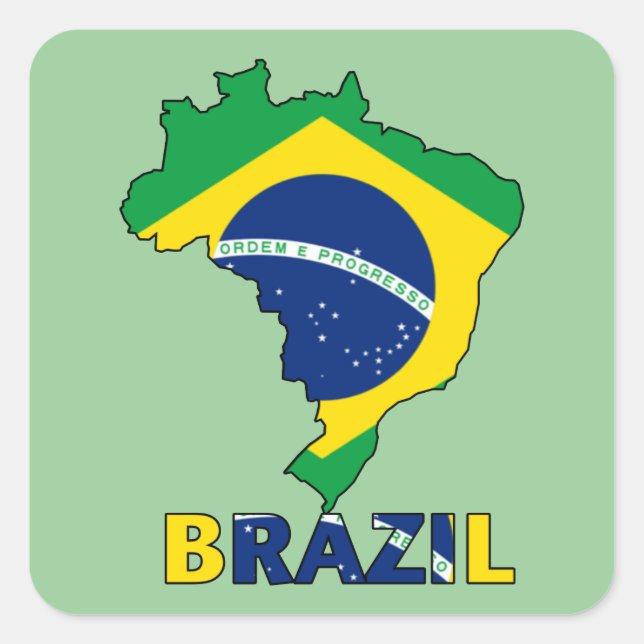 Flag in Map of Brazil Square Sticker (Front)
