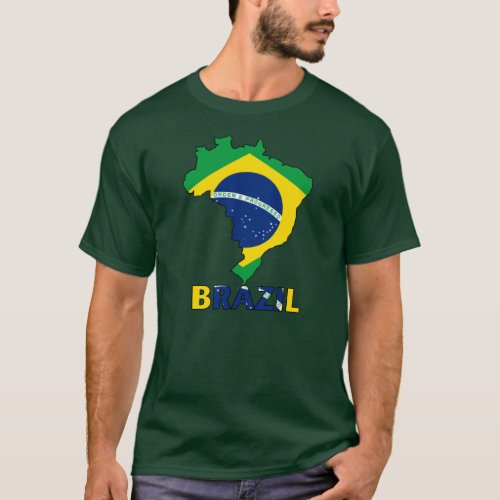 Flag in Map of Brazil T_Shirt