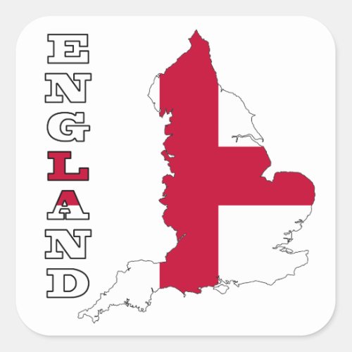 Flag in Map of England Square Sticker