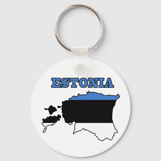 Flag in Map of Estonia Keychain (Front)