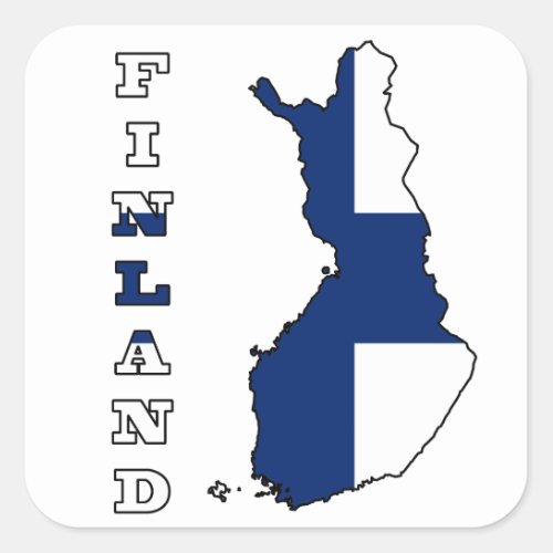 Flag in Map of Finland Square Sticker