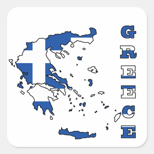 Flag in Map of Greece Square Sticker (Front)