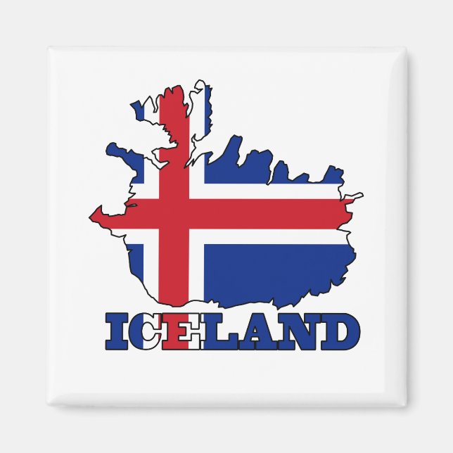 Flag in Map of Iceland Magnet (Front)