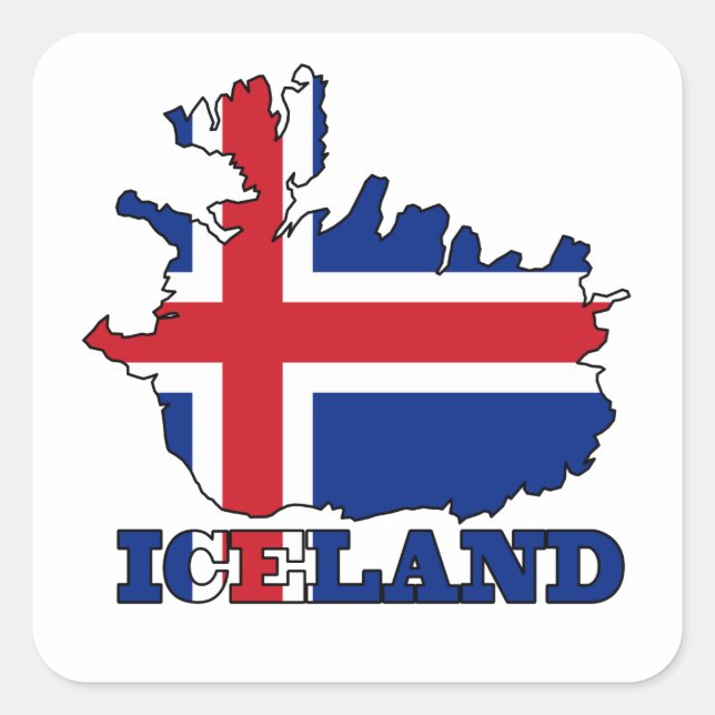 Flag in Map of Iceland Square Sticker (Front)
