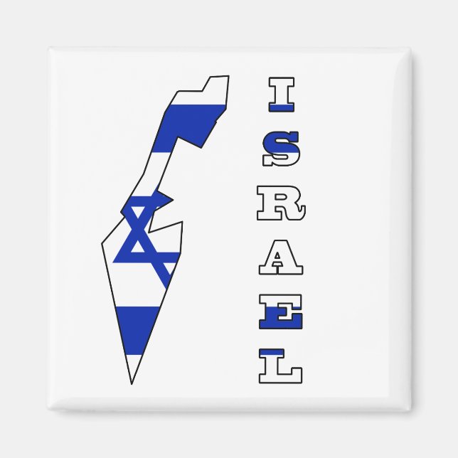 Flag in Map of Israel Magnet (Front)