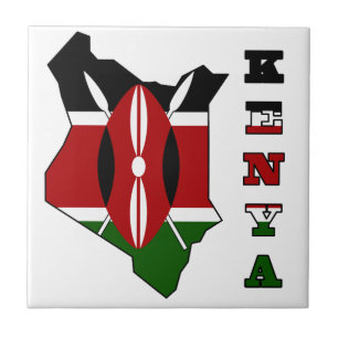 Flag in Map of Kenya Ceramic Tile