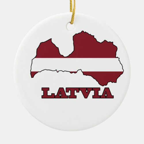 Flag in Map of Latvia Ceramic Ornament
