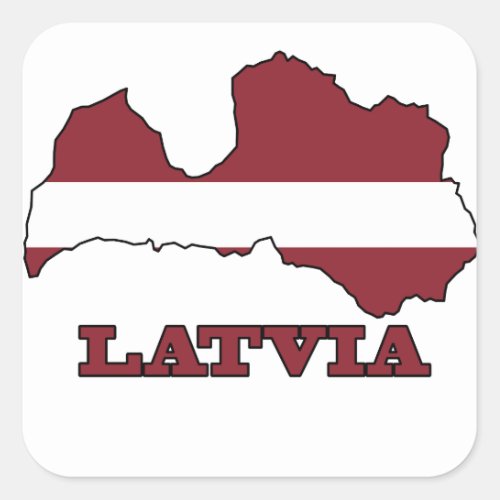 Flag in Map of Latvia Square Sticker