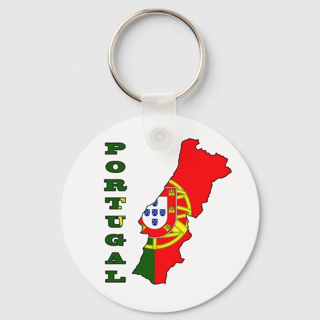 Flag in Map of Portugal Keychain (Front)