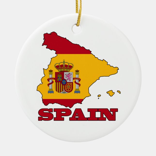 Flag in Map of Spain Ceramic Ornament (Front)