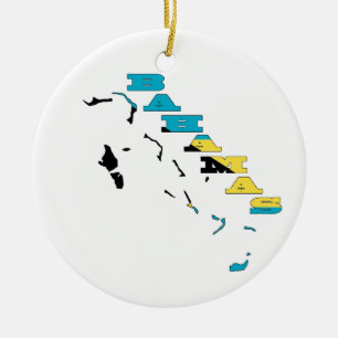 Flag in Map of the Bahamas Ceramic Ornament