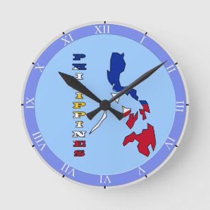 Flag in Map of the Philippines Round Clock
