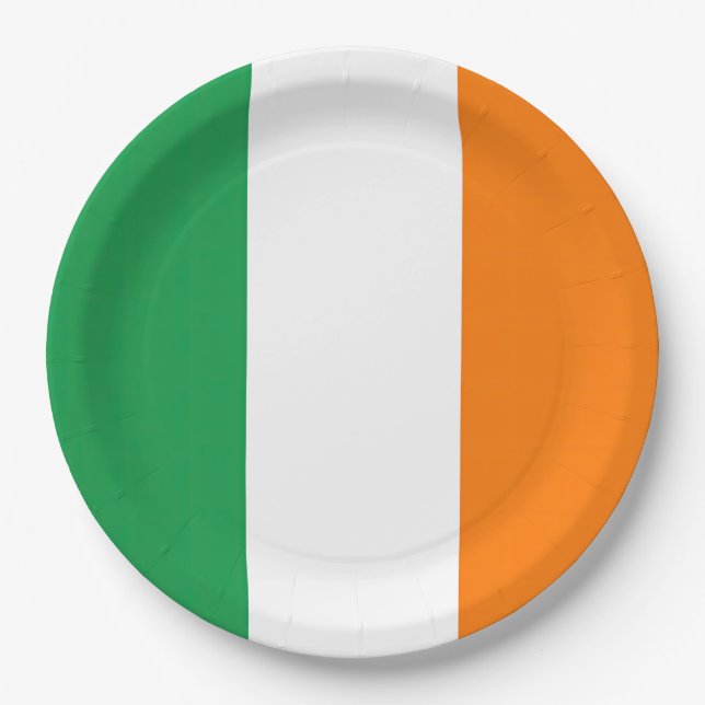 Flag Ireland Tricolor Paper Plates (Front)