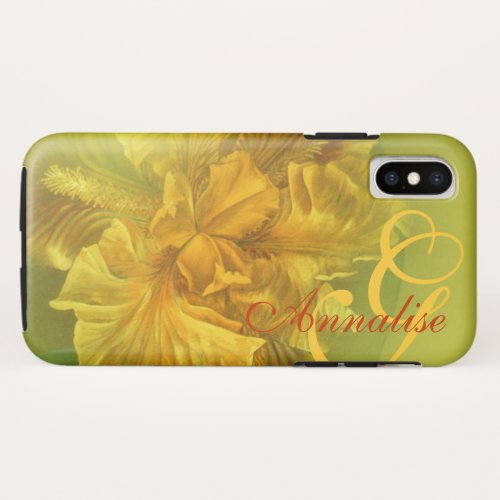 Flag iris floral flower yellow hand art iPhone XS case